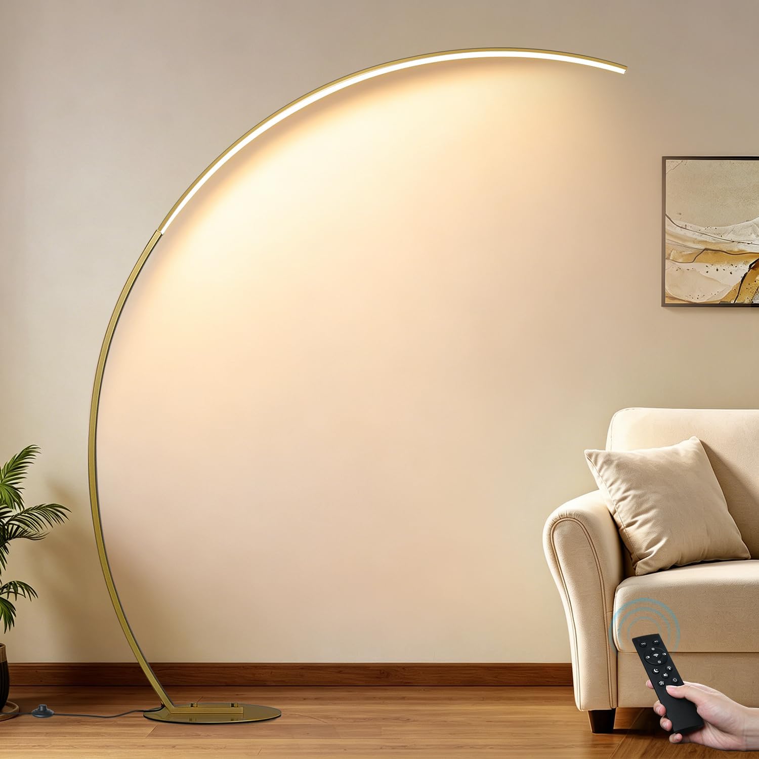 2000LM Ultra-Wide Coverage LED Lamps for Living Room with 3 Color Temperatures, Dimmable Arc Floor Lamps, Modern Standing Tall Lamp with Remote Control Reading Floor Lamp