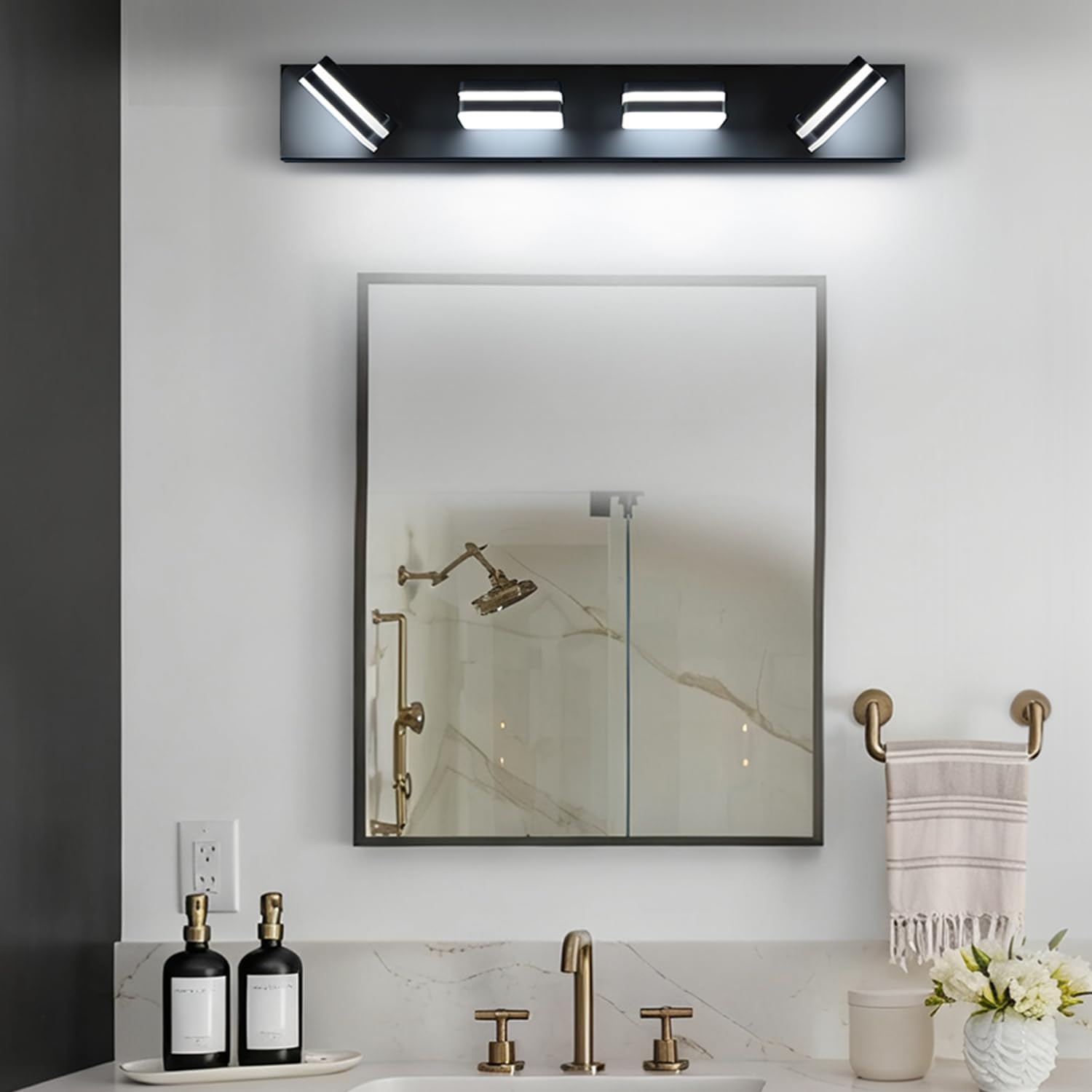 Torondo 360° Rotate LED Bathroom Vanity Light Fixtures, Acrylic Vanity Lights for Bathroom, Modern Wall Lighting Fixtures Over Mirror Living