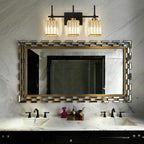 Torondo Modern Crystal 3-Light Vanity Lights for Bathroom Gold Bathroom Lights Over Mirror Black and Gold Vanity Lighting Fixtures Square Shade Brass Wall Sconce