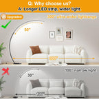 2000LM Ultra-Wide Coverage LED Lamps for Living Room with 3 Color Temperatures, Dimmable Arc Floor Lamps, Modern Standing Tall Lamp with Remote Control Reading Floor Lamp