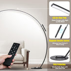 2000LM Ultra-Wide Coverage LED Lamps for Living Room with 3 Color Temperatures, Dimmable Arc Floor Lamps, Modern Standing Tall Lamp with Remote Control Reading Floor Lamp