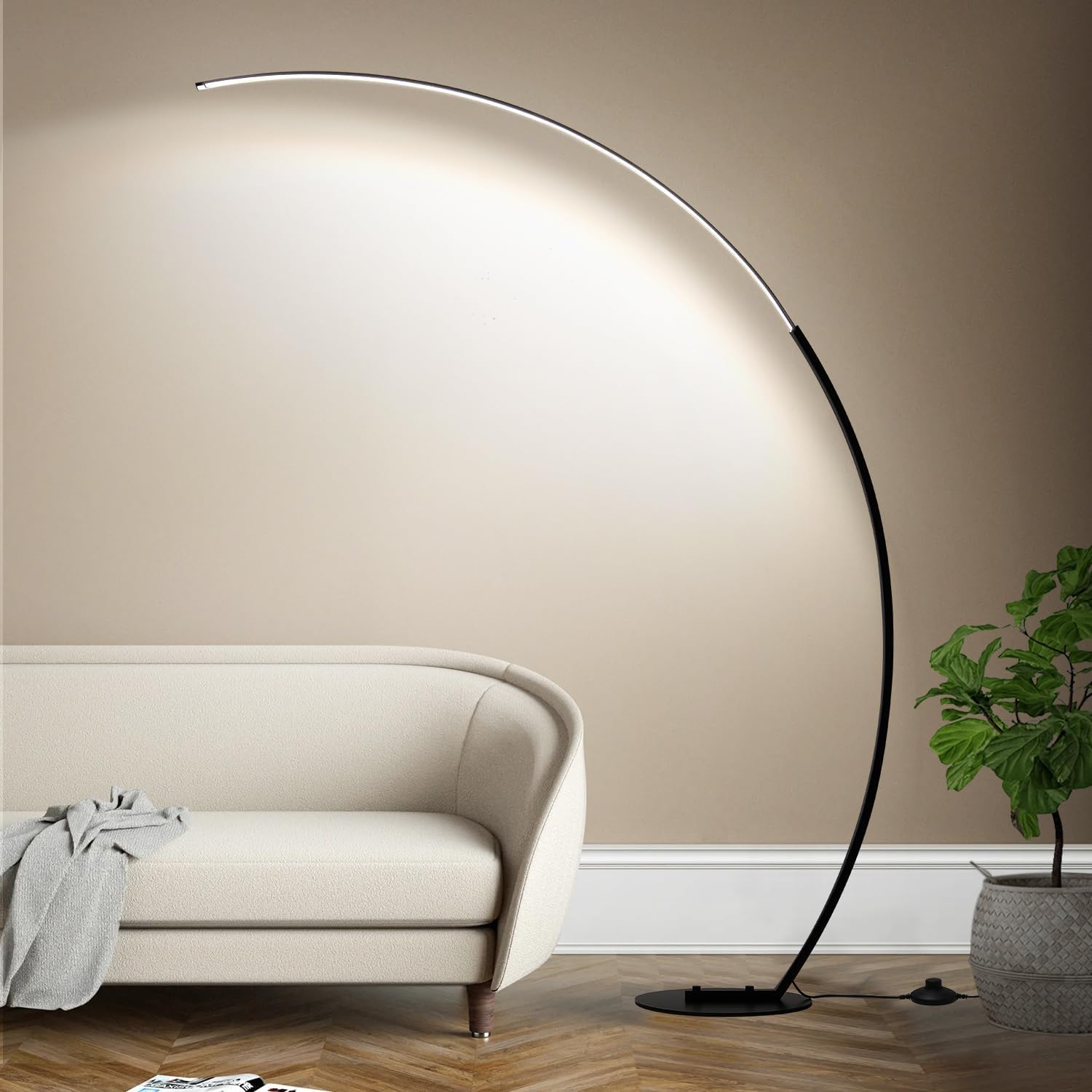 2000LM Ultra-Wide Coverage LED Lamps for Living Room with 3 Color Temperatures, Dimmable Arc Floor Lamps, Modern Standing Tall Lamp with Remote Control Reading Floor Lamp