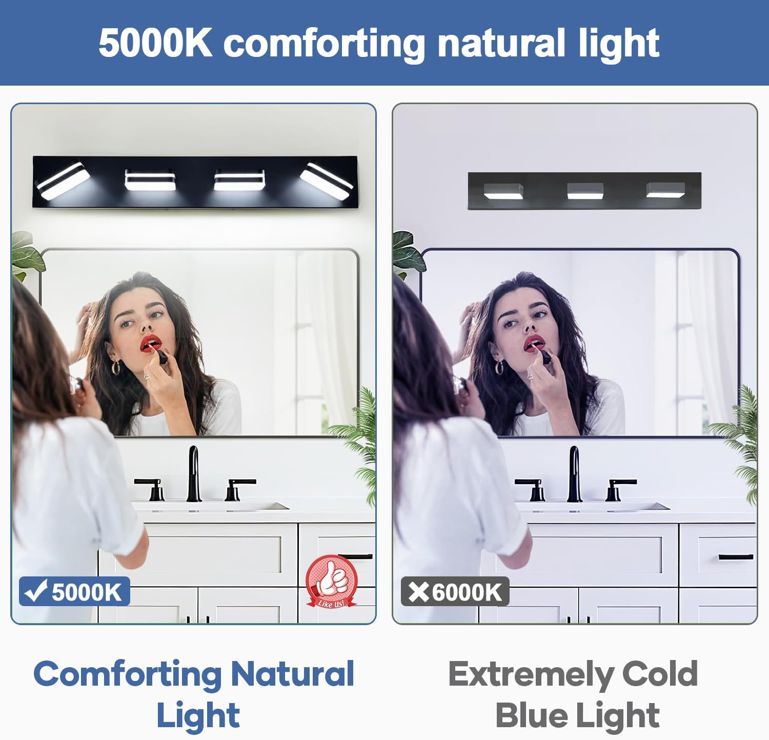 Torondo 360° Rotate LED Bathroom Vanity Light Fixtures, Acrylic Vanity Lights for Bathroom, Modern Wall Lighting Fixtures Over Mirror Living