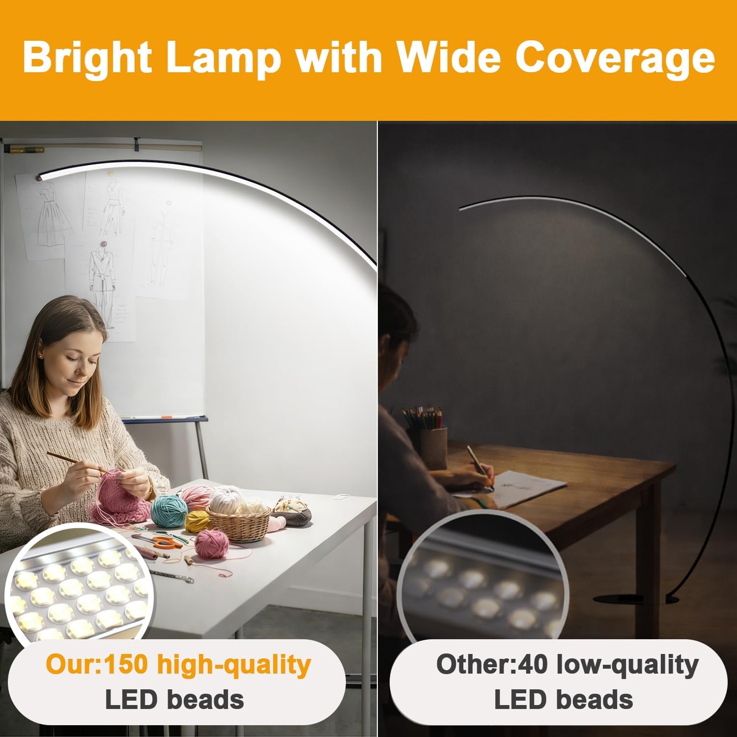 2000LM Ultra-Wide Coverage LED Lamps for Living Room with 3 Color Temperatures, Dimmable Arc Floor Lamps, Modern Standing Tall Lamp with Remote Control Reading Floor Lamp
