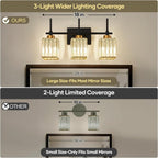 Torondo Modern Crystal 3-Light Vanity Lights for Bathroom Gold Bathroom Lights Over Mirror Black and Gold Vanity Lighting Fixtures Square Shade Brass Wall Sconce