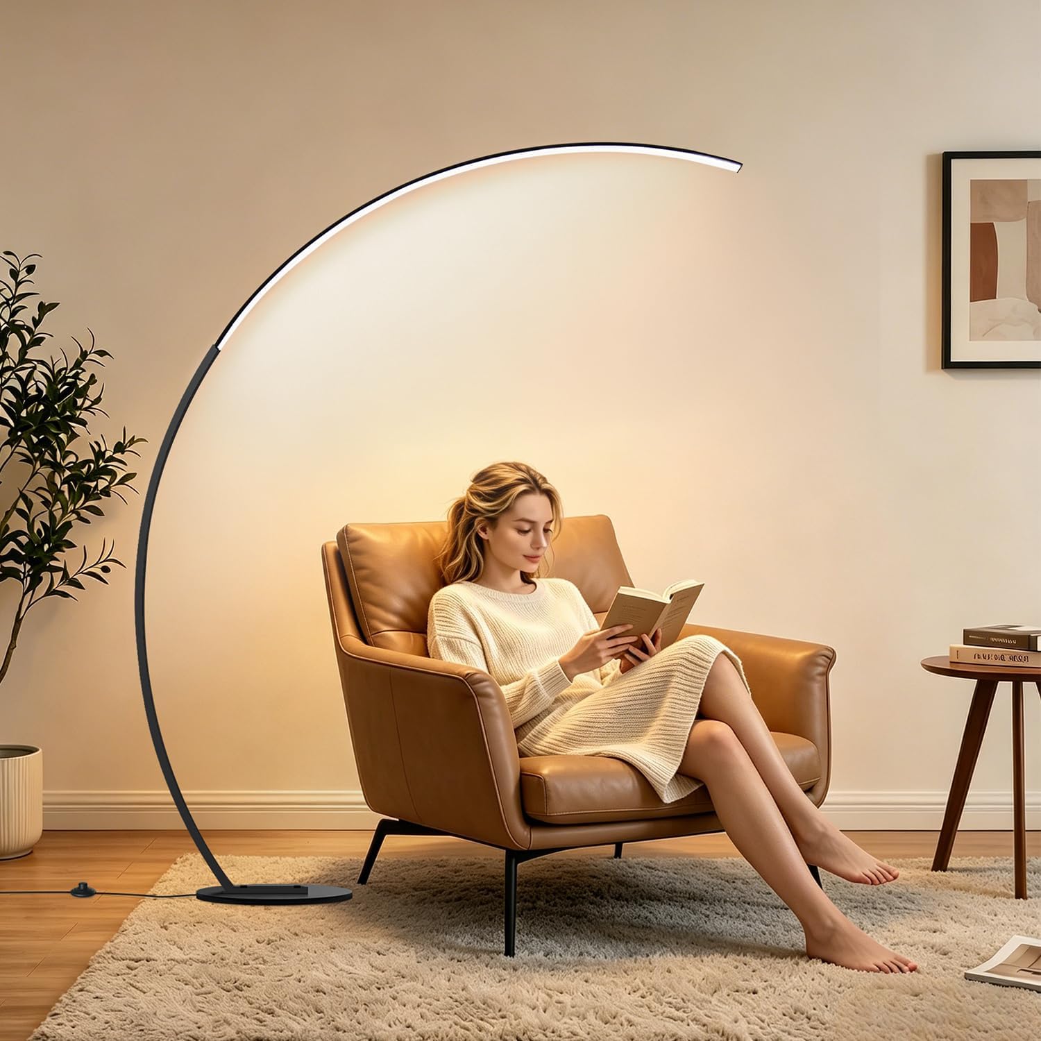 2000LM Ultra-Wide Coverage LED Lamps for Living Room with 3 Color Temperatures, Dimmable Arc Floor Lamps, Modern Standing Tall Lamp with Remote Control Reading Floor Lamp