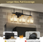 Torondo Modern Crystal 3-Light Vanity Lights for Bathroom Gold Bathroom Lights Over Mirror Black and Gold Vanity Lighting Fixtures Square Shade Brass Wall Sconce
