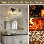 Torondo Modern Crystal 3-Light Vanity Lights for Bathroom Gold Bathroom Lights Over Mirror Black and Gold Vanity Lighting Fixtures Square Shade Brass Wall Sconce
